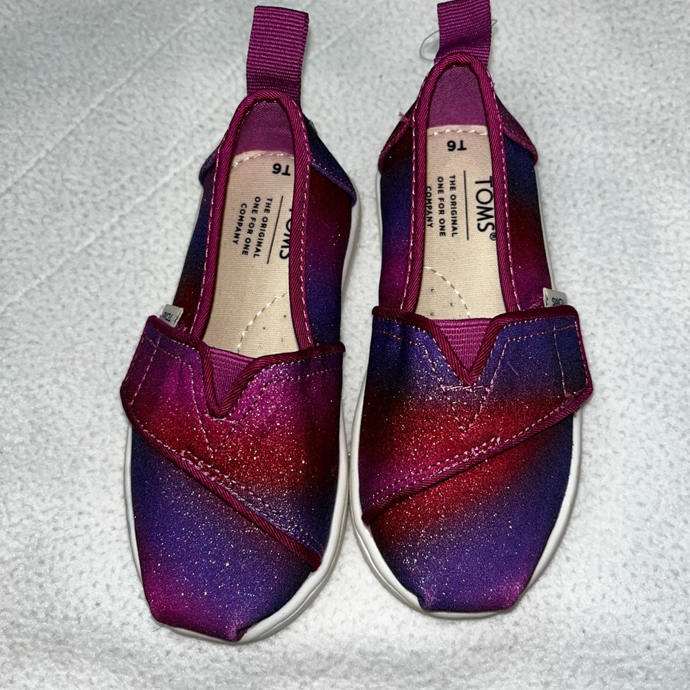 Toms Kids' Sparkle Slip-On Sneakers - Purple and Red